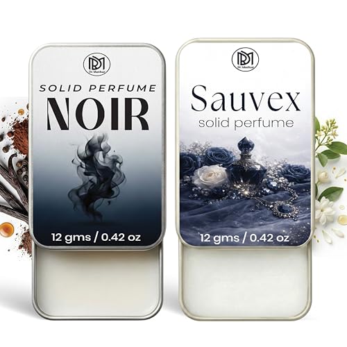 Image of Dr.Mashur Solid Perfume |Noir&Sauvex Alcohol Free Wax Perfume Balm, Long Lasting | Pocket Tin 12g, Pack Of 2| Non Greasy Smooth Glide, Travel Friendly Men And Women