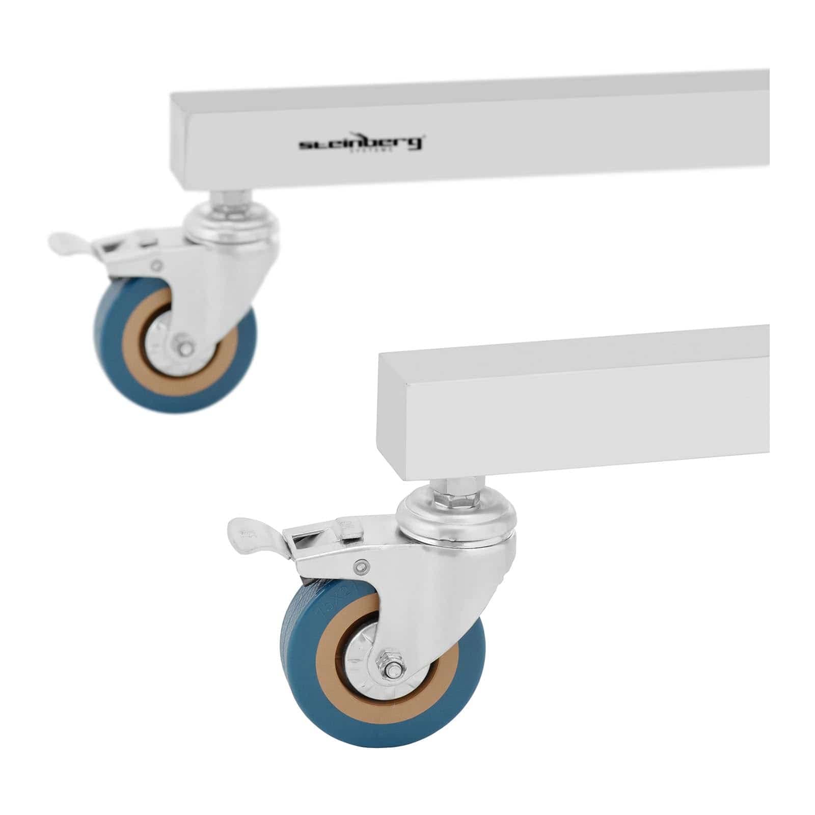 Steinberg Systems Rollwagen / Instrumententisch seitlich offenes Design 600 x 400 mm höhenverstellbar Edelstahl/Gummi Instrumentenwagen
