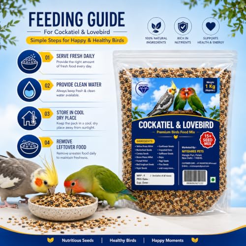 Image of Nitishree Premium Mix Seeds for Lovebird & Cocktail Bird Food, 4 kg | For Cockatiel & Lovebird