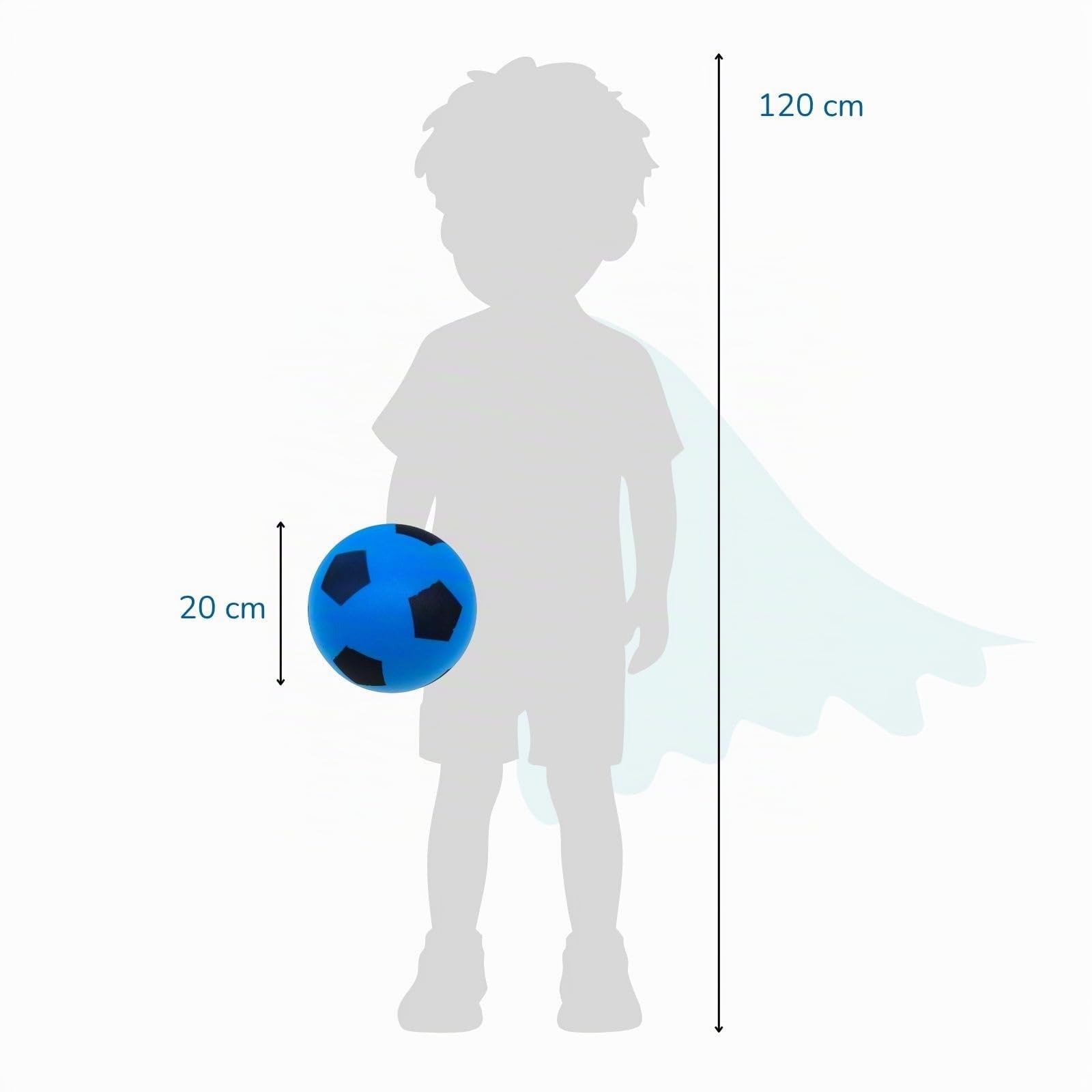 alldoro 63105 Balón de Espuma, con diseño de fútbol, para niños a Partir de 18 Meses, para Interior y Exterior, Azul, 20 cm, 153 g