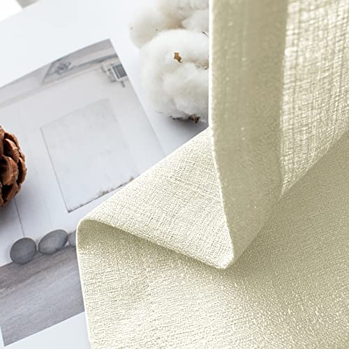 Melodieux Cream Yellow Semi Sheer Curtains 96 Inches Long For Living Room, Linen Look Bedroom Rod Pocket Voile Drapes, 52 By 96 Inch (2 Panels) #TOP7