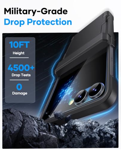 Image of ASAFCASE for Galaxy Z Flip 7 Case Wallet, Privacy Screen Protector, Black | Card Holder (2-3 Cards), Hinge Protection, Military Grade Shockproof, Rugged Hard Protective Phone Case for Samsung Flip7