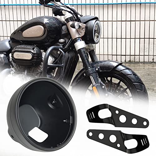Harpuou 7Inch Motorcycle Headlight Housing Bucket With Side Mounting Bracket 32-40Mm Fork Tube Holder Clamps For Motorcycle(Housing Only,Not Include Led) #TOP1