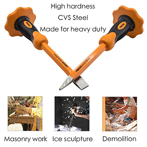 Finder 2 Pcs 12-Inch Heavy Duty Chisels Set With Hand Protection, Flat Head And Pointed/Spear Head, Demolishing/Masonry/Carving/Concrete Breaker Chisels Set With Bi-Material Hand Guard … #TOP2