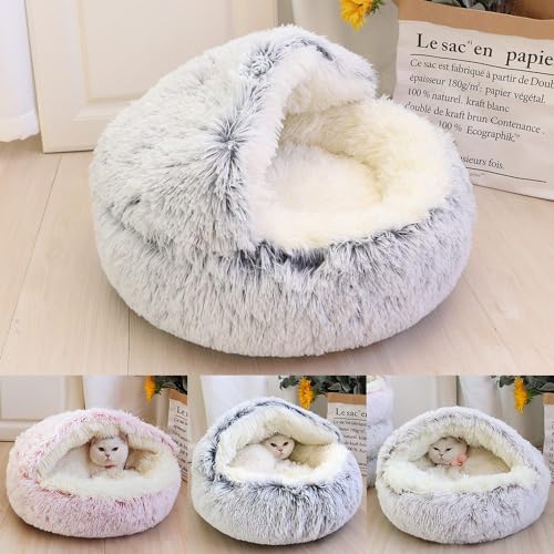 Bonseor Cozy Cocoon Pet Bed,Cozy Nook Pet Bed for Dogs,Winter Pet Plush Bed, Cozy Cocoon Pet Bed for Dogs,Cozy Nook Dog Bed,Olvys Dog Bed (Gray - Plush,50 * 50 CM)