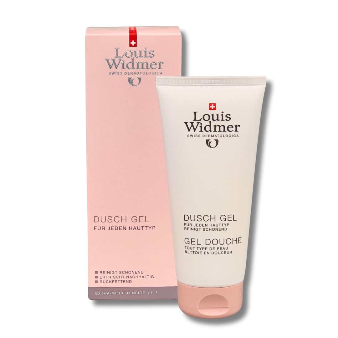 Louis Widmer Duschgel, 3x 200 ml I leicht parfümiert I Milde und sanfte Reinigung I empfindliche Haut I Feuchtigkeit I pH-hautfreundliche Pflegedusche I Spar-Set plus Pharma Perle give-away