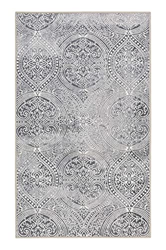 wecon home Badteppich, Badematte, rutschfest und Waschbar, Vintage, Louis (80 x 150 cm, grau) – Bild 3