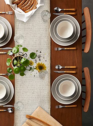 Sunflower Table Runners Cotton Linen Triangle Table Cloth For Dining Room Non-Slip Table Runner For Farmhouse Home Wedding Party Table Decorations, 13"X36"In #TOP3