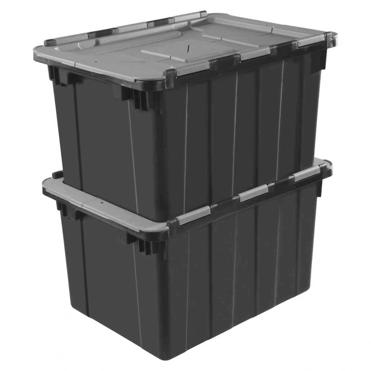 2-Pack 48QT Plastic Storage Box with Lid Large Capacity Lidded Heavy Duty Container for Home Office Warehouse Business