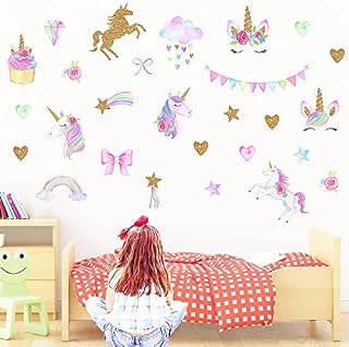 nuoshen 2 Sheets Unicorn Wall Stickers,Fairy Tale Pattern Wall Decoration Home Decal for Girls Boys Bedroom Ornament(25 * 70CM)