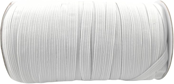 Elastic Ribbed Fabric Spool Elastic Bands Elastic Rope Elastic Cord Heavy Stretch Elastic Spool Knit for Sewing SJDX White-W, 100 yds 8mm1/3