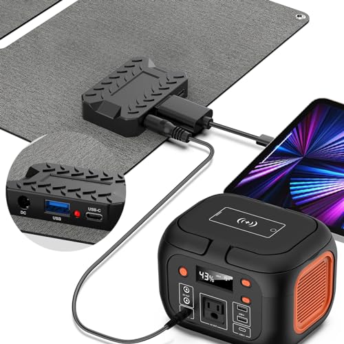 Portable Power Station 97Wh Power Bank 26400mAh Battery Pack Fasting Charging 150W AC & 30W Portable Foldable Solar Panel Charger for Outdoor Camping 12 Volt Waterproof High Efficiency Solar Panel Kit - Image 5