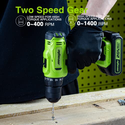 Meagle Akkubohrer-Set, 3/8 Zoll Bohrfutter, 20 V Schlagbohrer, max. Drehmoment 280 In-Lb, elektrische Bohrmaschine 18+1… – Bild 7