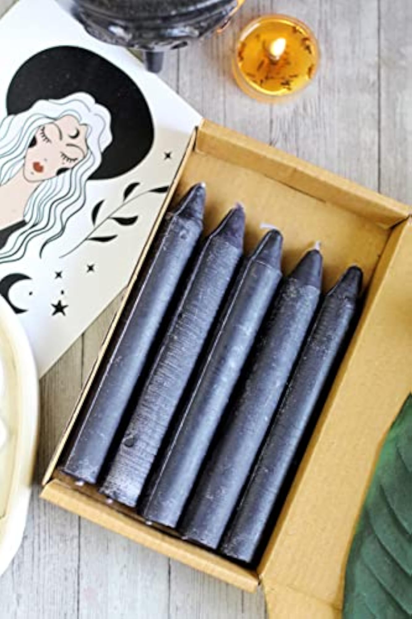 Black Mini Taper Candle, Elegant Design