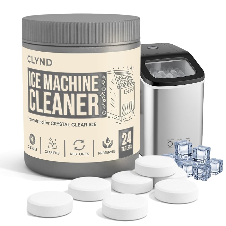 Nickel Safe Ice Machine Cleaner and Descaler 24-Pack Countertop Ice Maker Cleaner Tablets – No Residue, Unscented, Non-Corrosive Formula for Commercial, Nugget, and Home Machines