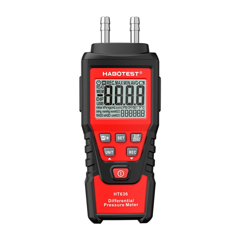HABOTEST HT636 Digital Pressure Gauge Manometer Air Pressure Meter Differential Pressure Gauge Air Precision Kit Detector Meter-picture-31