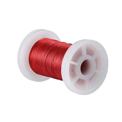 BNTECHGO - Alambre magnético de calibre 16 a 38AWG - Alambre de cobre esmaltado - Alambre para embobinar magnético esmaltado 1 rollo rojo embobinado