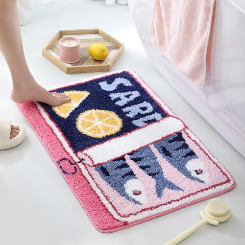 TRUEDAYS Sardine Can Bath Mat Blue Pink