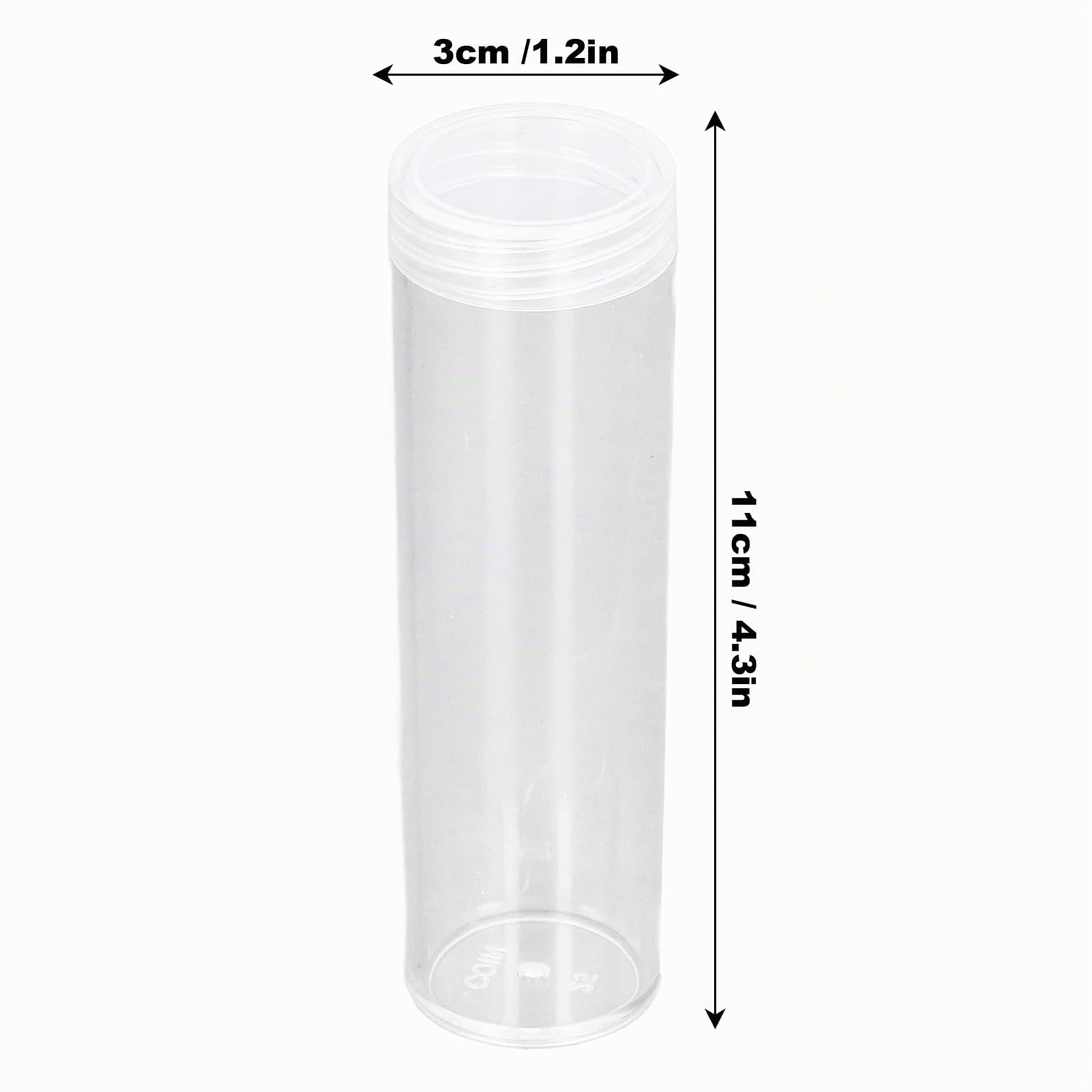 Lot de 10 Tubes en Plastique pour Pièces de Monnaie de Tailles Assorties, Tubes de Rangement pour Pièces de Monnaie de 25 Mm, Tubes de Stockage pour Pièces de Monnaie de 25 Mm,