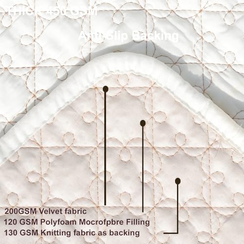 Image of HOMETHREADS Premium Cotton Sofa Cover Mat with PVC Backing for Non-Slip Comfort (Cream, 1 Seater | 70x70cm)