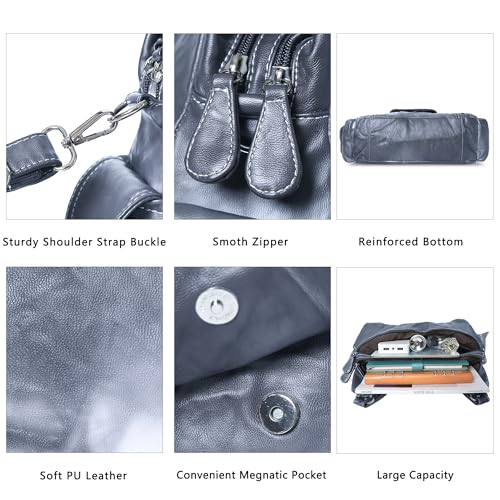 Image of Angel Kiss Purses for Women, Large Shoulder Bag Hobo Tote Purse Mutipocket Faux Leather Satchel Hobo Purse