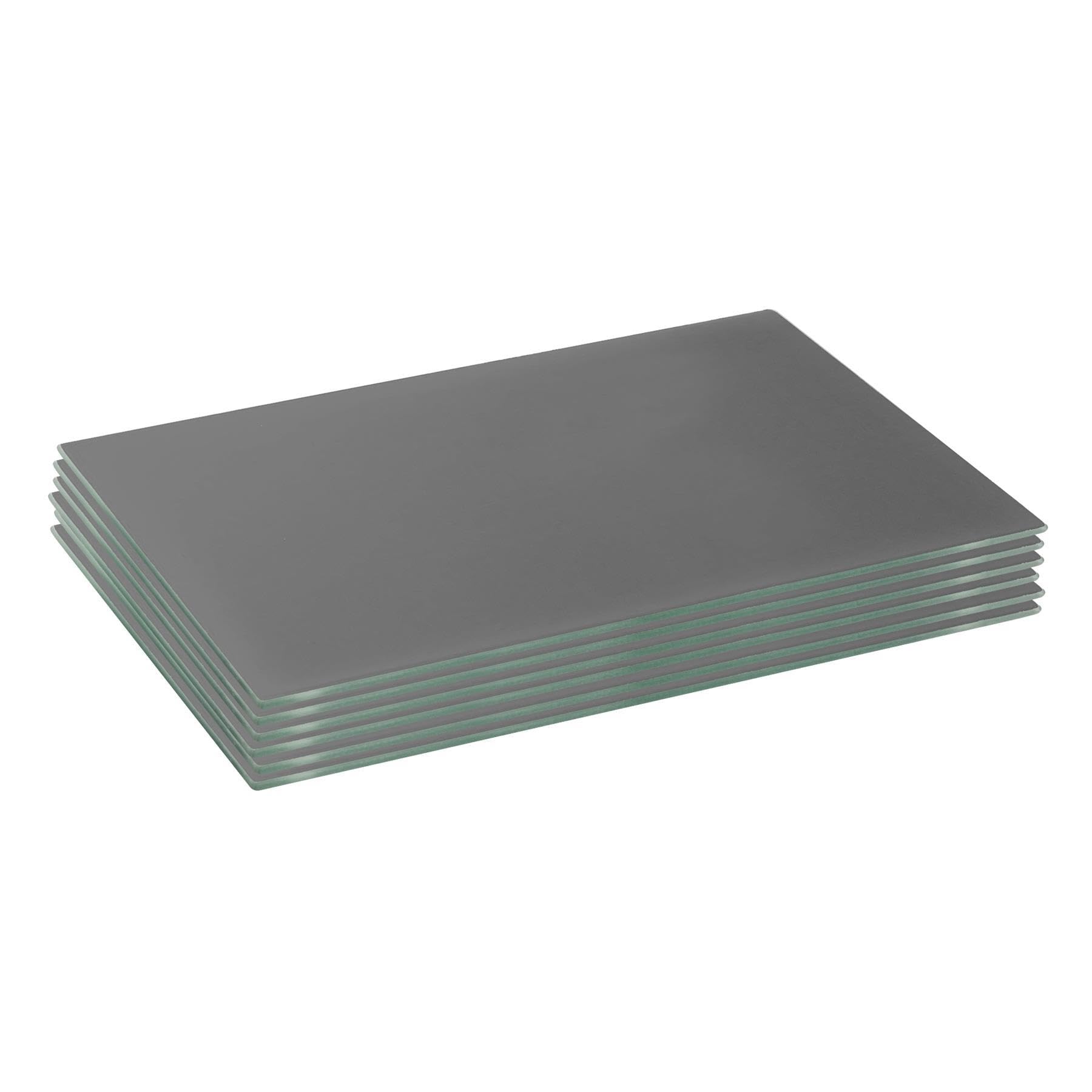 Harbour Housewares Grey 40Cm X 30Cm Glass Placemats - Pack Of Six