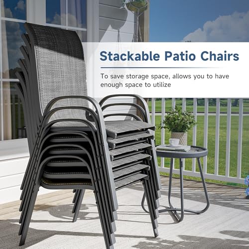 Image of Amopatio Patio Chairs Set of 6, Outdoor Stackable Dining Chairs for All Weather, Breathable Garden Outdoor Furniture for Backyard Deck(Dark Grey)