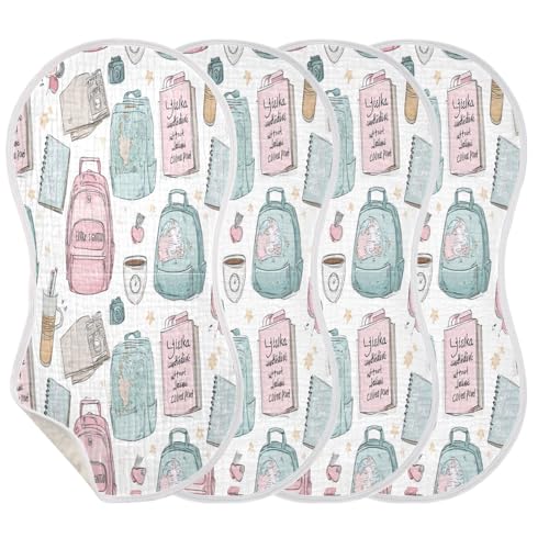 Kigai School Themed Baby Burp Cloths Extra Soft and Absorbent Burping Rags Cotton Burping Clothes Baby Washcloths for Newborn Boys Girls - 1 Pack3