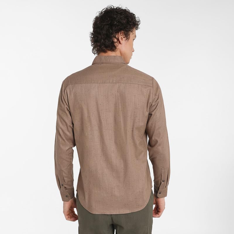 Image of CAHOOT Men's Polycotton Abstract-Textu Shirt |Casual-Wear | Spread Collar | Long Sleeve | Button Closure | Shirt Crafted with Comfort Fit for Everyday Wear