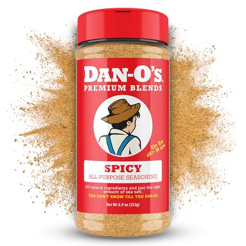 Dan-O's Spicy Seasoning, 8.9 oz Bottle, Hot Seasoning for Chicken, Wings, Burger Patties, Veggies and More, Sugar Free, Zero Calorie, Use this Spicy Blend to Craft a Marinade, Dry Rub or Sauce