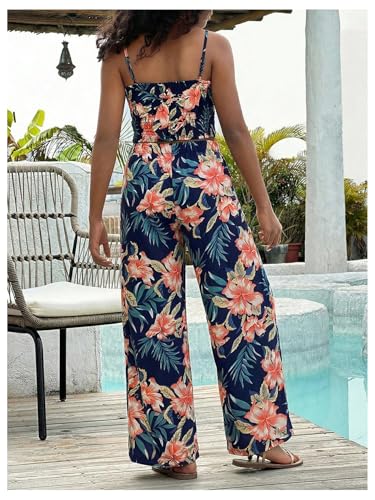 Image of Floerns Girl's 2 Piece Outfit Hawaiian Tropical Crop Cami Tops and Boho Pants Set
