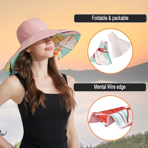 KAICAILA Women Bohemian Reversible Floral Sun Hat Wide Brim Fishing Hats - image 5