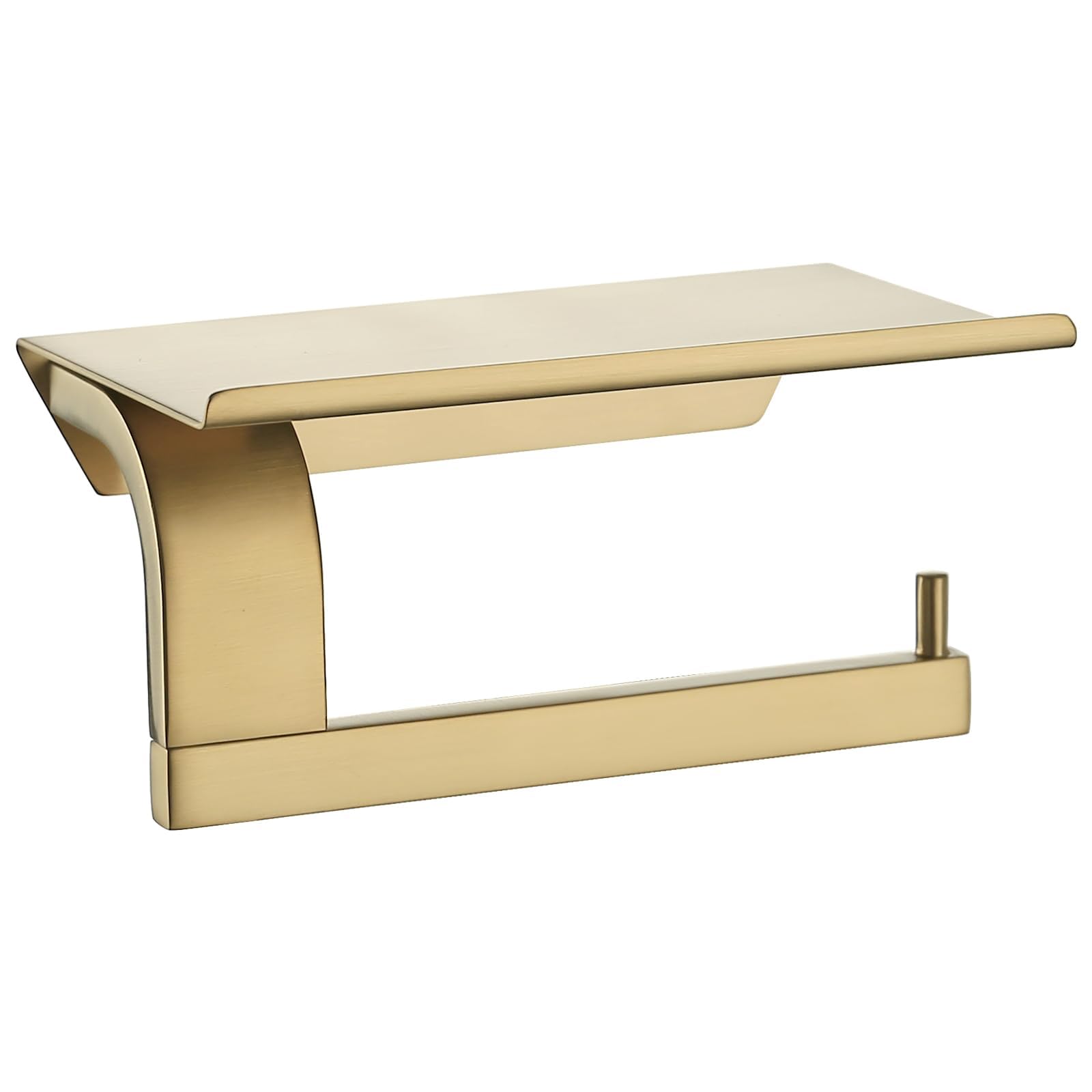 Sailainuo Brushed Brass Toilet Roll Holder with Shelf Gold Wall Mounted