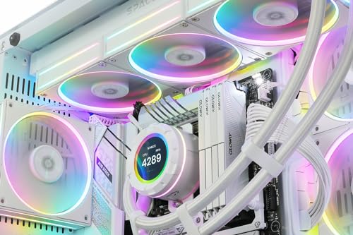 Image of ID-COOLING SL360 White CPU Liquid Cooler with Display, Customizable 2.1 inch LCD Display for Images or Performance Metrics, 360mm AIO Cooler, Three AF127 ARGB Fans, Fits Intel /AMD