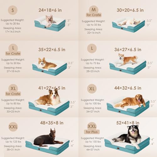 Image of EHEYCIGA Orthopedic XL Dog Bed, Waterproof Memory Foam for Extra Large Dogs, Non-Slip Bottom, Egg-Crate Foam Couch With Washable Removable Cover, Turquoise Blue