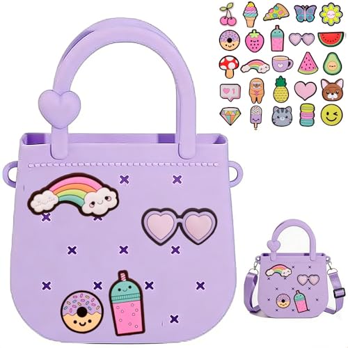 Mini bolsa tote de silicona con adornos y correa ajustable miniatura 1
