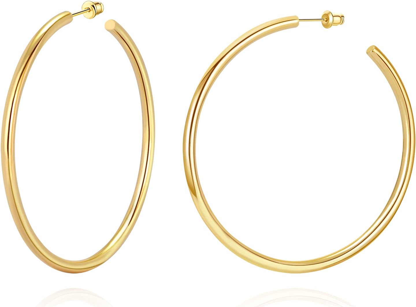 14K Gold Plated Hoop Earrings for Women Chunky Hoop Earrings for Women Thick Lightweight Earrings Jewelry Gifts