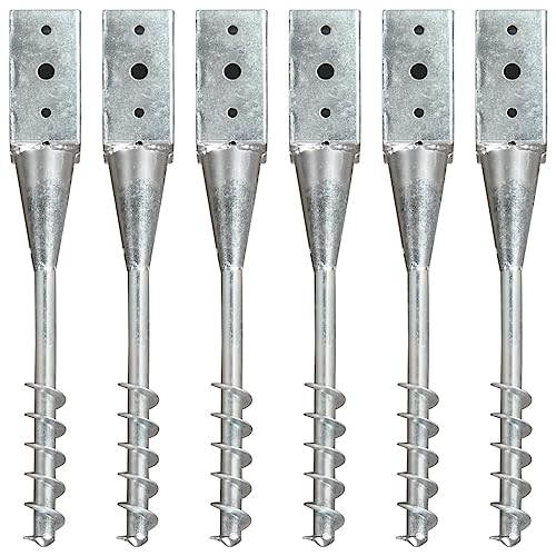 Generico Picchetti di Terra 6 pz Argento 7x7x56 cm in Acciaio Zincato,Articoli di ferramenta,Accessori ferramenta,Picchetti-145436