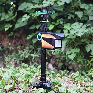 Tangkula Sprinkler, Solar Powered Motion Activated Animal Repellent Water Sprinkler with Timer, Suitable