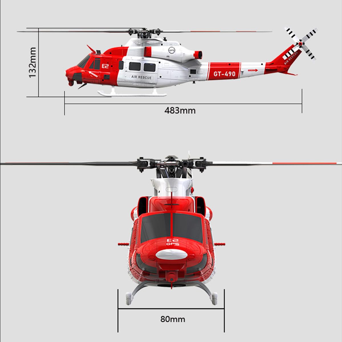 Samolot E2 UH-1Y RC, 2,4 G, 6-kanałowy, podwójny, bezszczotkowy, zdalnie sterowany, z konfiguracją aplikacji mobilnej, nadajnikiem T8, pozycjonowaniem Lidar i GPS, dla dorosłych i