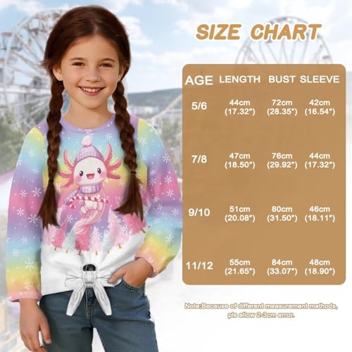 Girls Long Sleeve Shirt with Front Tie Children Crewneck T-Shirt Cute Girls Tops3