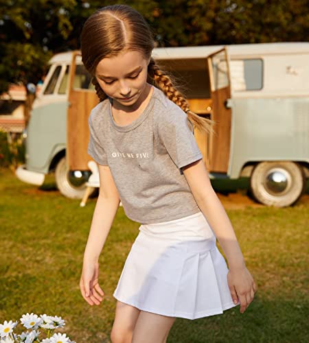 Arshiner Girl's Sport Skirts With Shorts Athletic Pleated Skort Colorful Performance Skorts White #TOP7