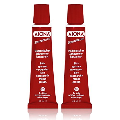 Ajona - 2 cremas de dientes medicinales concentradas para dientes, encías y lengua, 25 ml