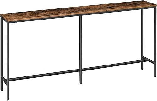 Miniatura 9 de MAHANCRIS Mesa consola, mesa de sofá larga estrecha de 70.9 pulgadas, mesa de entrada, mesa de sofá industrial, mesa detrás del sofá, para pasillo,