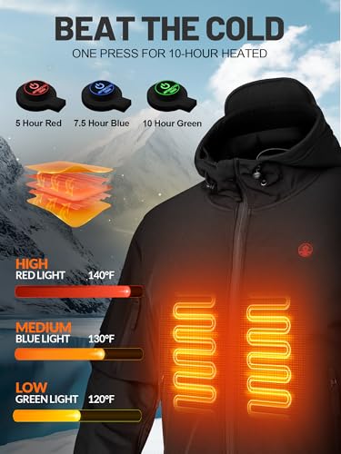 ANTARCTICA GEAR Men's Heated Jacket with 12V 15000mAh Battery, Water-Resistant Winter Softshell Hooded Coat4