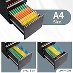 Guizeeopo Filing Cabinets for Home Office, Mobile File Cabinet with Lock, 3 Drawer Filing Cabinet for A4/Letter/Legal Size Folder, Fully Assembled Except Casters, Matte Black - Image 4