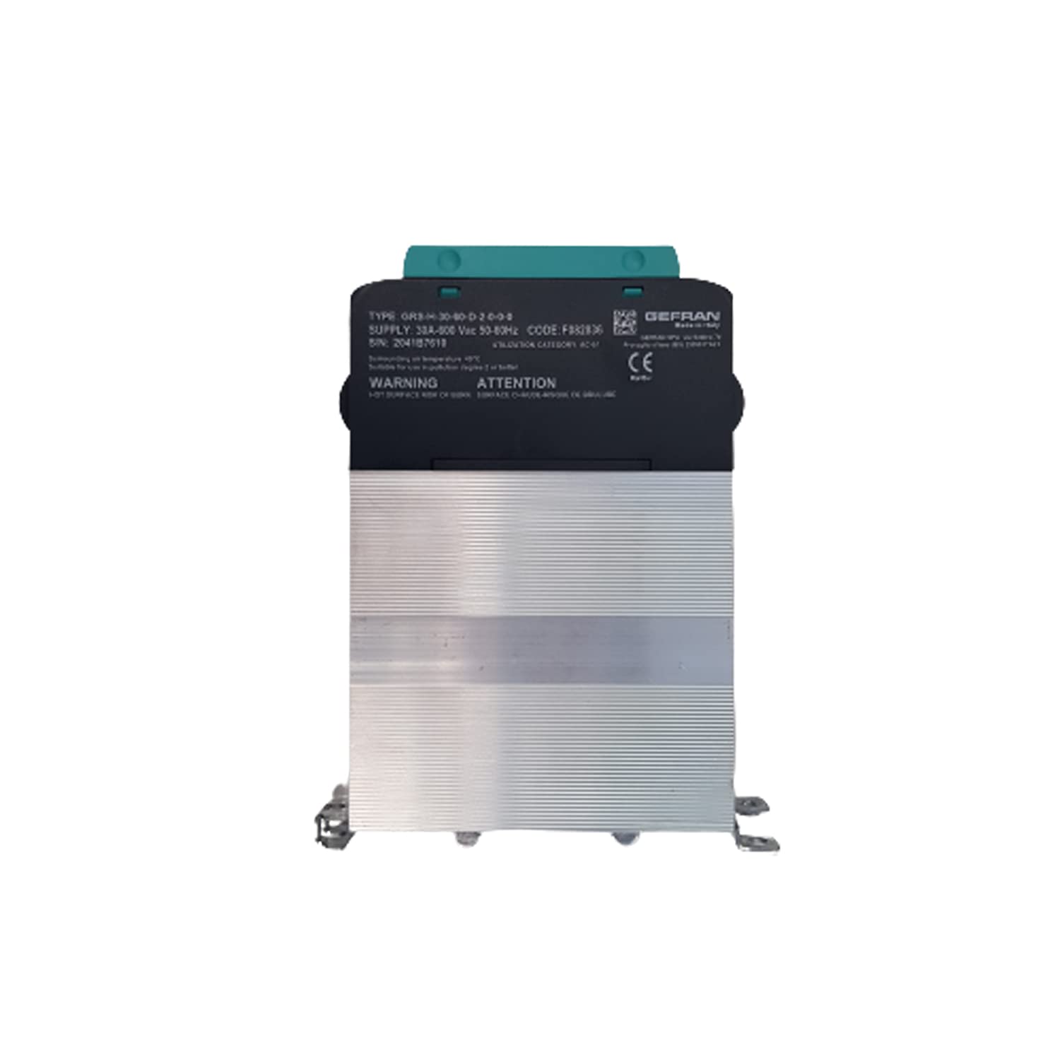 GEFRAN Solid State Relay Model GRS-H with Heatsink, 25A Single Phase Static Relay, Solid State Relay with Current Range from 15A to 120A, Vdc/Vac Input Control with Push-in Connectors