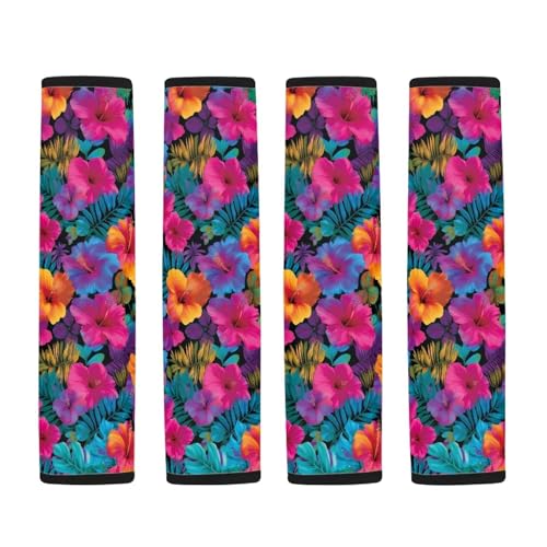Image of AFPANQZ Tropical Flowers Seat Belt Pads Covers Universal Fit for Truck Vans Sedans SUVs Safety Seatbelt Pad Cushion Comfortable Driving Car Seats Accessories One Pair