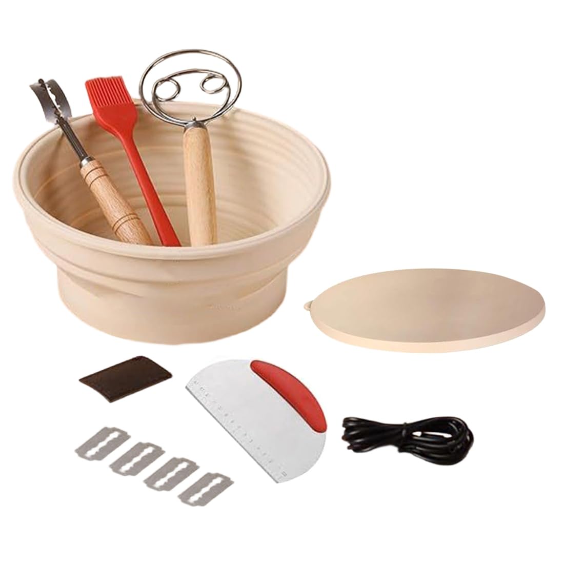 Hndhbfgrt Bread Baking Supplies Heated Sourdough Bread Fermentation Basket Set, Electric Thermostatic Silicone Batter Bowl