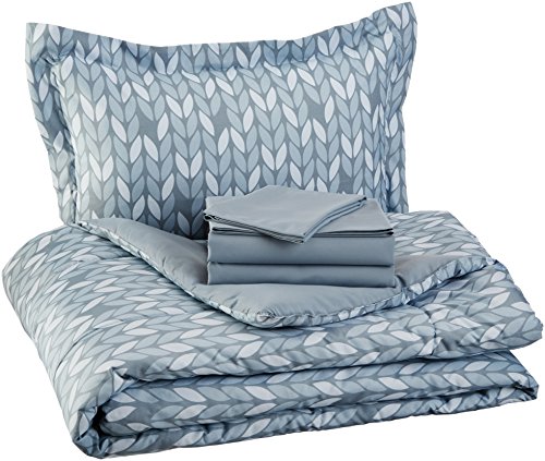 AmazonBasics 5-Piece Light-Weight Microfiber Bed-In-A-Bag Comforter Bedding Set - Twin or Twin XL